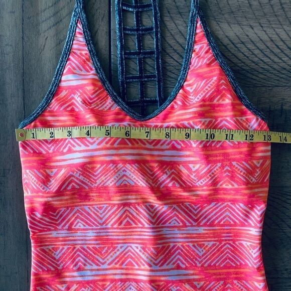Pink Lotus Racer Back Tank, Orange and Pink, XS - Picture 7 of 8